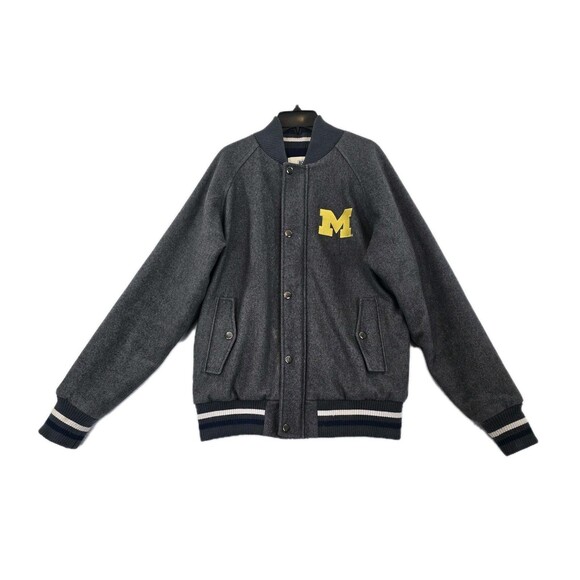 Michigan Wolverines Jacket Mens Medium Gray NCAA College Varsity Wool Letterman - Picture 1 of 16